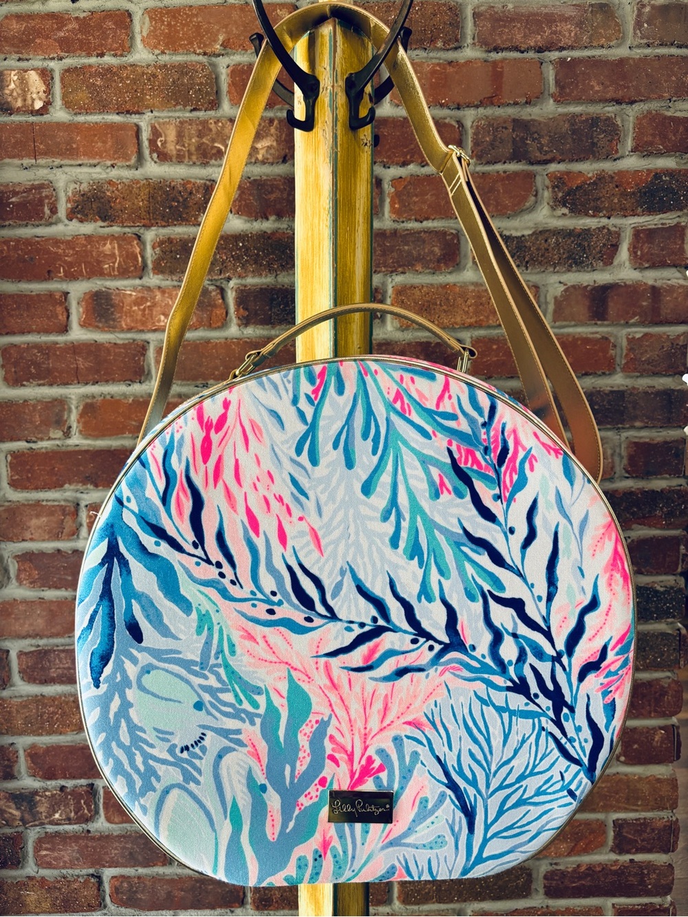 Lilly Pulitzer Pink & Blue Kaleidoscope Coral Round Travel Bag